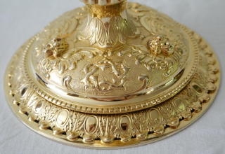 Antique solid silver gilt French Passion Chalice